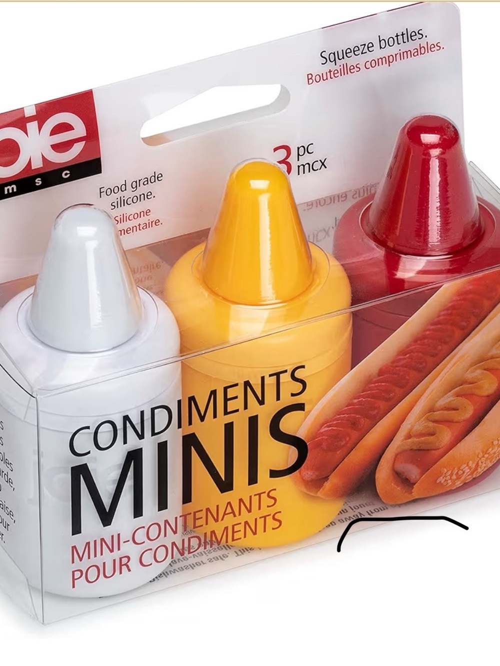 Joie Condiments Minis Squeeze Bottles - White, Yellow, Red (3 pc)